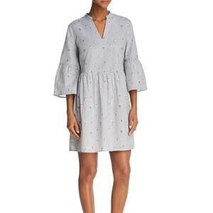 Cooper & Ella | Suze Pinstripe Floral 100% Cotton Shirting Mini Dress - Size M